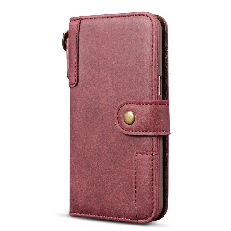 Retro Style Split Leather Wallet Stand Phone Cover for Samsung Galaxy S8 Plus SM-G955 - Red-12