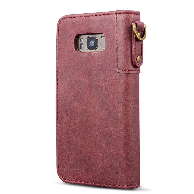Retro Style Split Leather Wallet Stand Phone Cover for Samsung Galaxy S8 Plus SM-G955 - Red-13