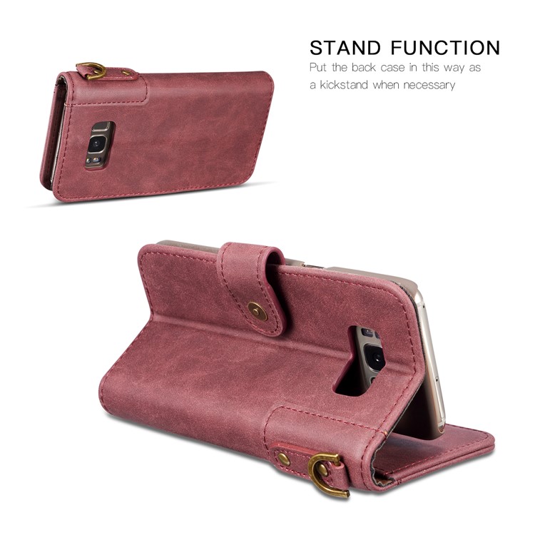 Retro Style Split Leather Wallet Stand Phone Cover for Samsung Galaxy S8 Plus SM-G955 - Red-2