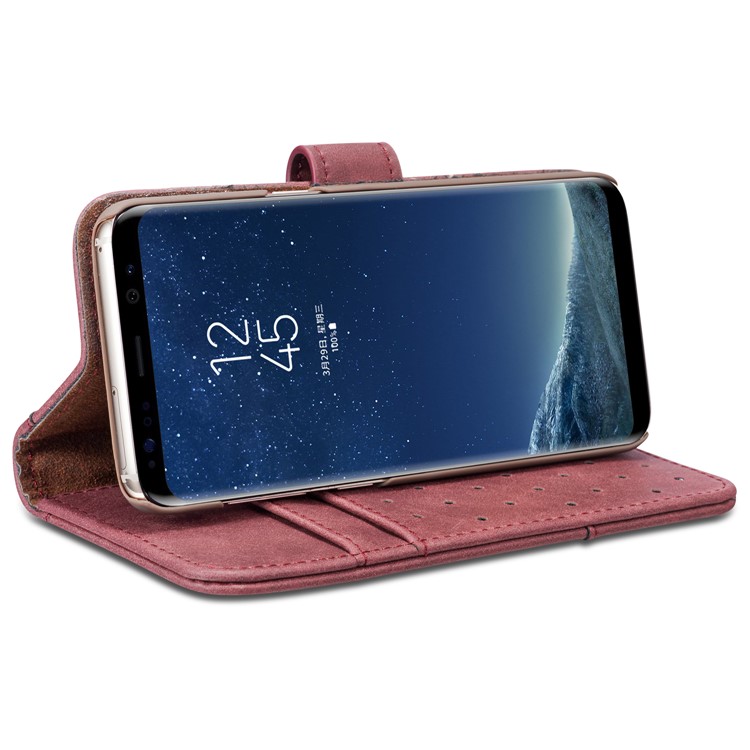 Retro Style Split Leather Wallet Stand Phone Cover for Samsung Galaxy S8 Plus SM-G955 - Red-8