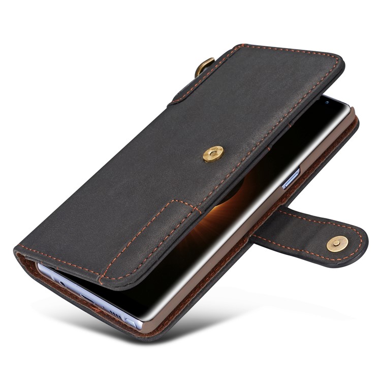 Retro Style Spilt Leather Wallet Stand Phone Case with Strap for Samsung Galaxy Note 8 SM-N950 - Black-10