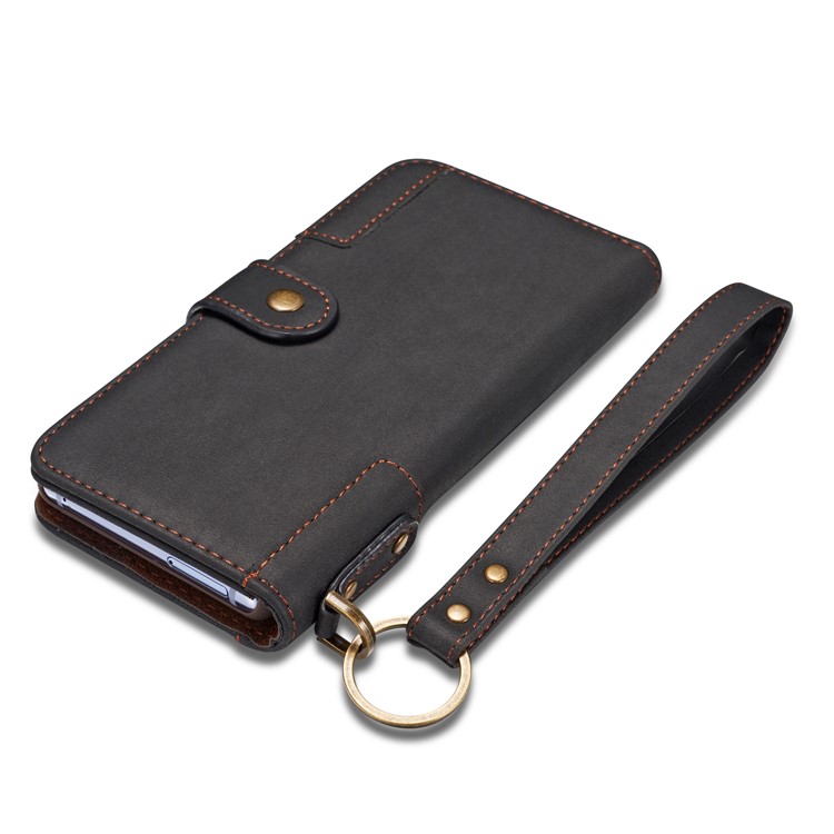 Retro Style Spilt Leather Wallet Stand Phone Case with Strap for Samsung Galaxy Note 8 SM-N950 - Black-11