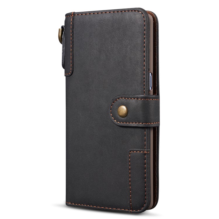 Retro Style Spilt Leather Wallet Stand Phone Case with Strap for Samsung Galaxy Note 8 SM-N950 - Black-12