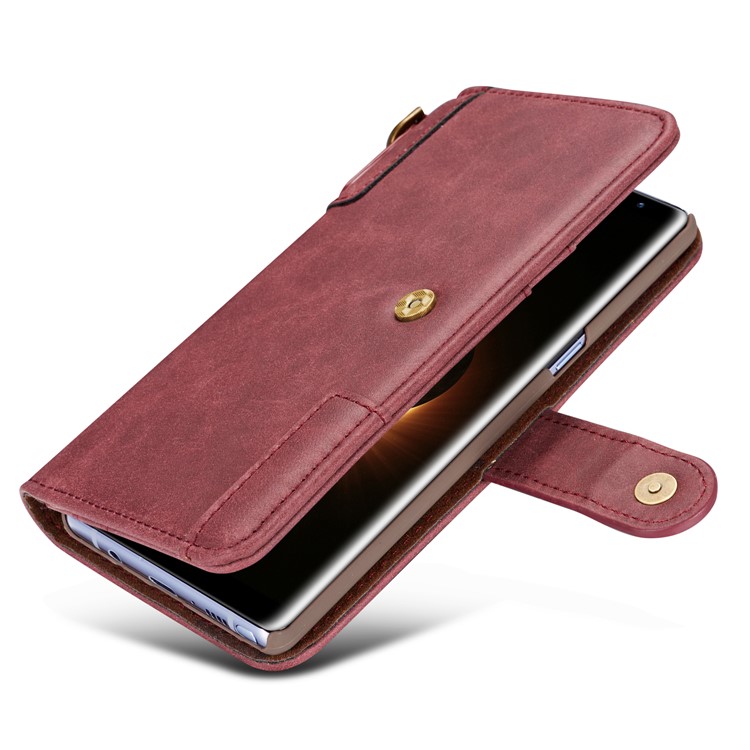 Vintage Style Spilt Leather Wallet Stand Cover with Strap for Samsung Galaxy Note 8 SM-N950 - Red-10