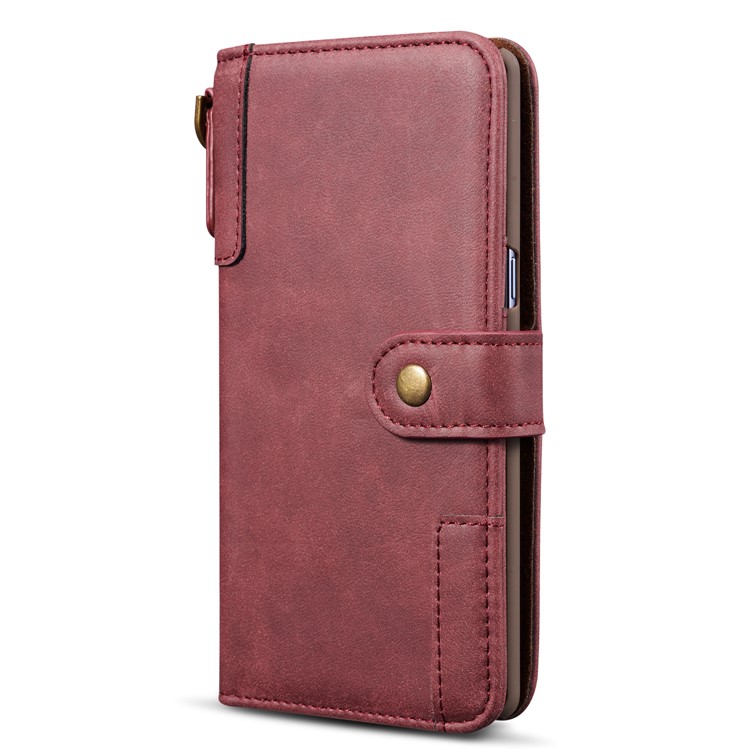 Vintage Style Spilt Leather Wallet Stand Cover with Strap for Samsung Galaxy Note 8 SM-N950 - Red-12