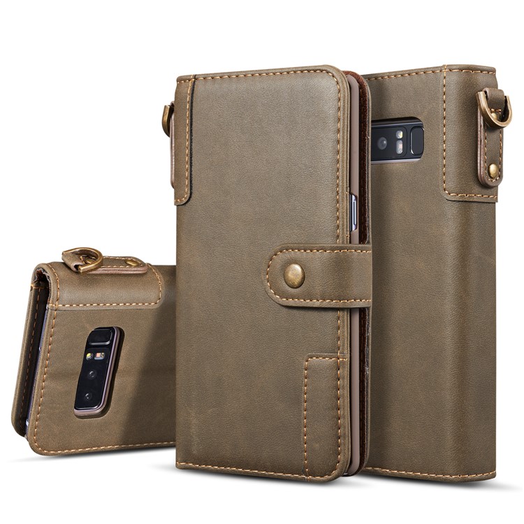 For Samsung Galaxy Note 8 SM-N950 Retro Style Spilt Leather Wallet Stand Protective Case - Grey-1