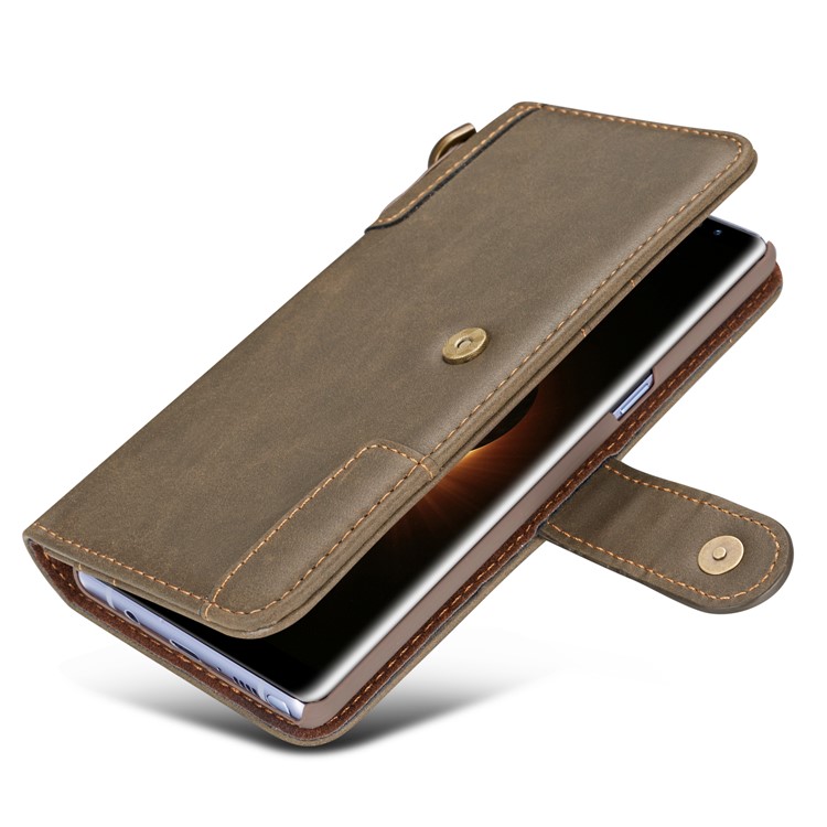 For Samsung Galaxy Note 8 SM-N950 Retro Style Spilt Leather Wallet Stand Protective Case - Grey-10