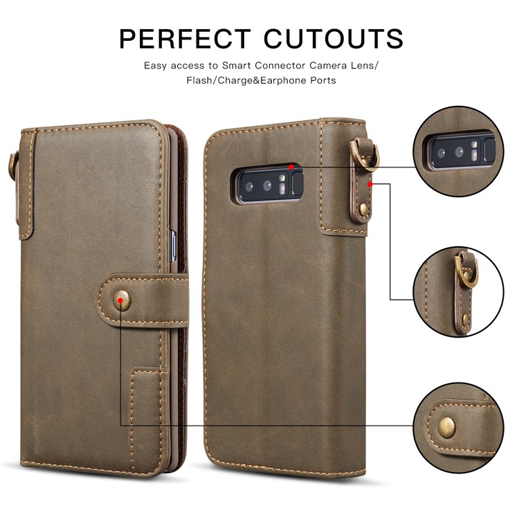 For Samsung Galaxy Note 8 SM-N950 Retro Style Spilt Leather Wallet Stand Protective Case - Grey-2