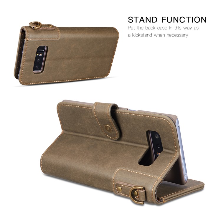 For Samsung Galaxy Note 8 SM-N950 Retro Style Spilt Leather Wallet Stand Protective Case - Grey-3