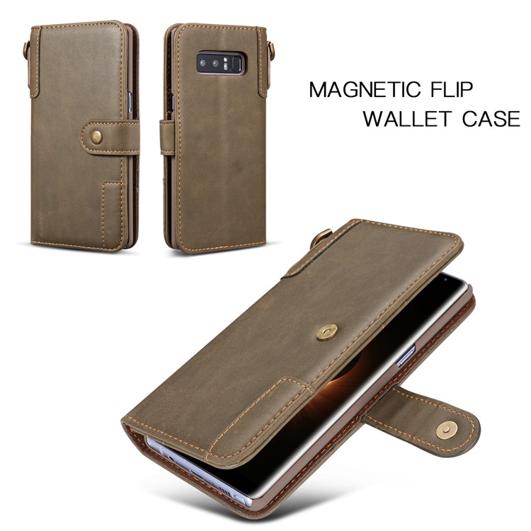 For Samsung Galaxy Note 8 SM-N950 Retro Style Spilt Leather Wallet Stand Protective Case - Grey-5