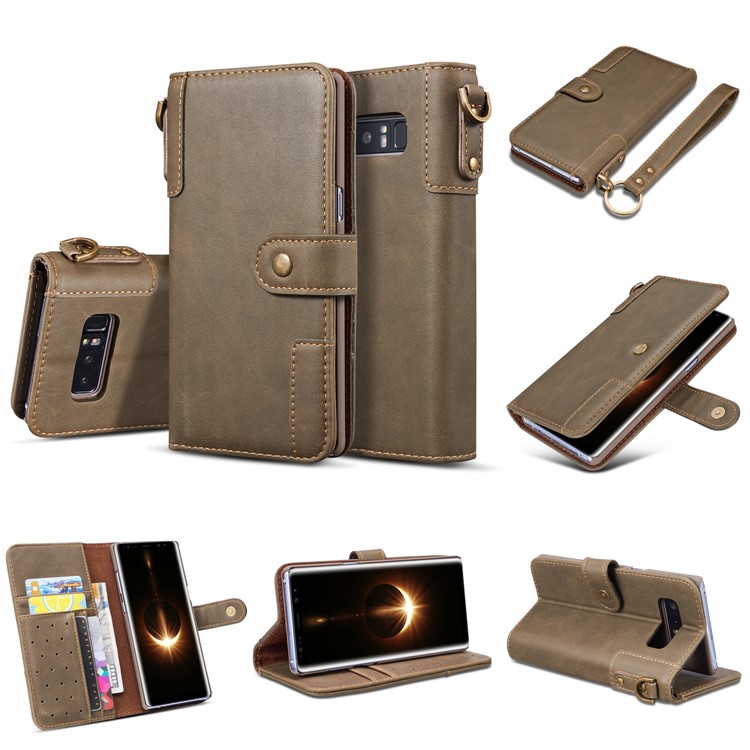 For Samsung Galaxy Note 8 SM-N950 Retro Style Spilt Leather Wallet Stand Protective Case - Grey-6
