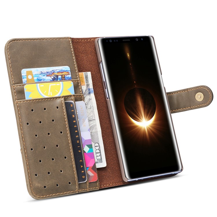 For Samsung Galaxy Note 8 SM-N950 Retro Style Spilt Leather Wallet Stand Protective Case - Grey-7
