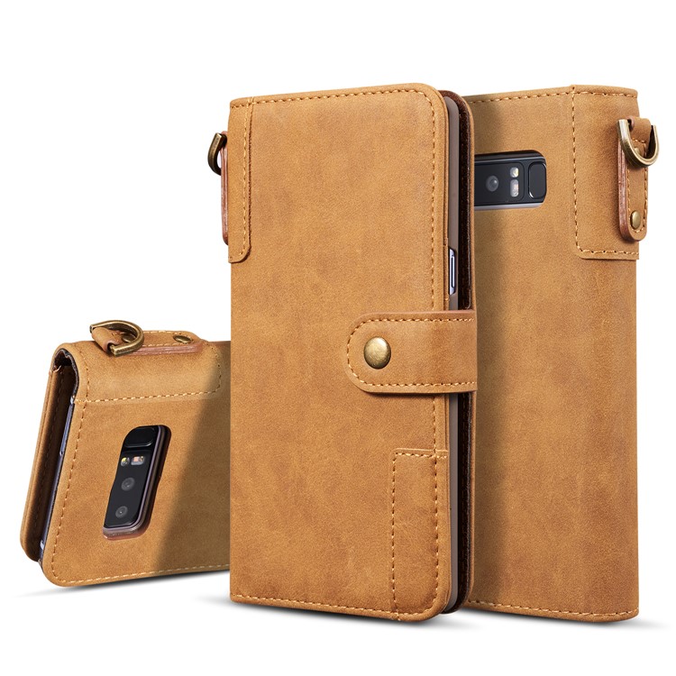 For Samsung Galaxy Note 8 SM-N950 Retro Style Spilt Leather Wallet Stand Mobile Phone Shell - Brown-1