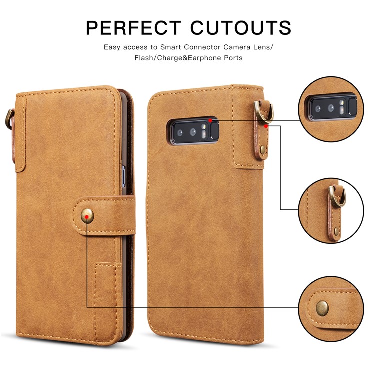 For Samsung Galaxy Note 8 SM-N950 Retro Style Spilt Leather Wallet Stand Mobile Phone Shell - Brown-2