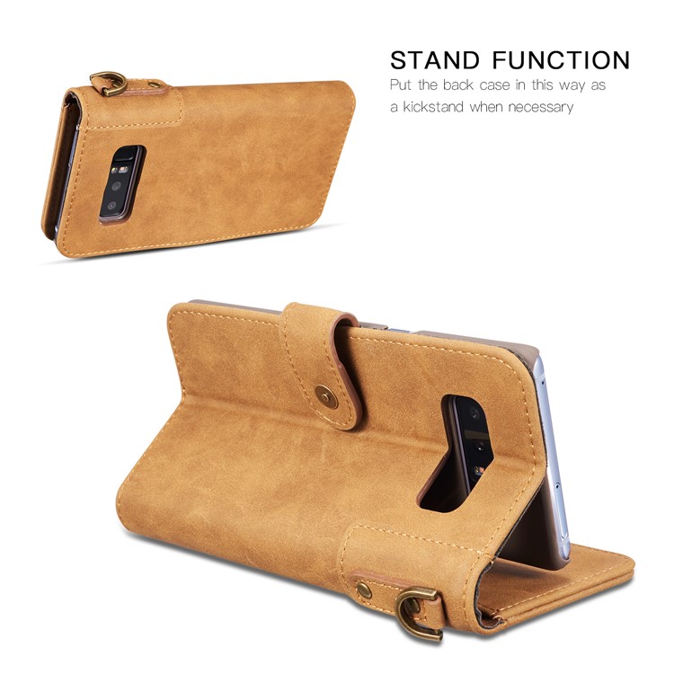 For Samsung Galaxy Note 8 SM-N950 Retro Style Spilt Leather Wallet Stand Mobile Phone Shell - Brown-3