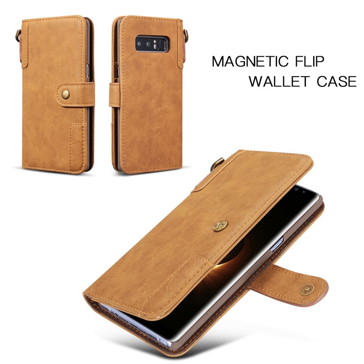 For Samsung Galaxy Note 8 SM-N950 Retro Style Spilt Leather Wallet Stand Mobile Phone Shell - Brown-5