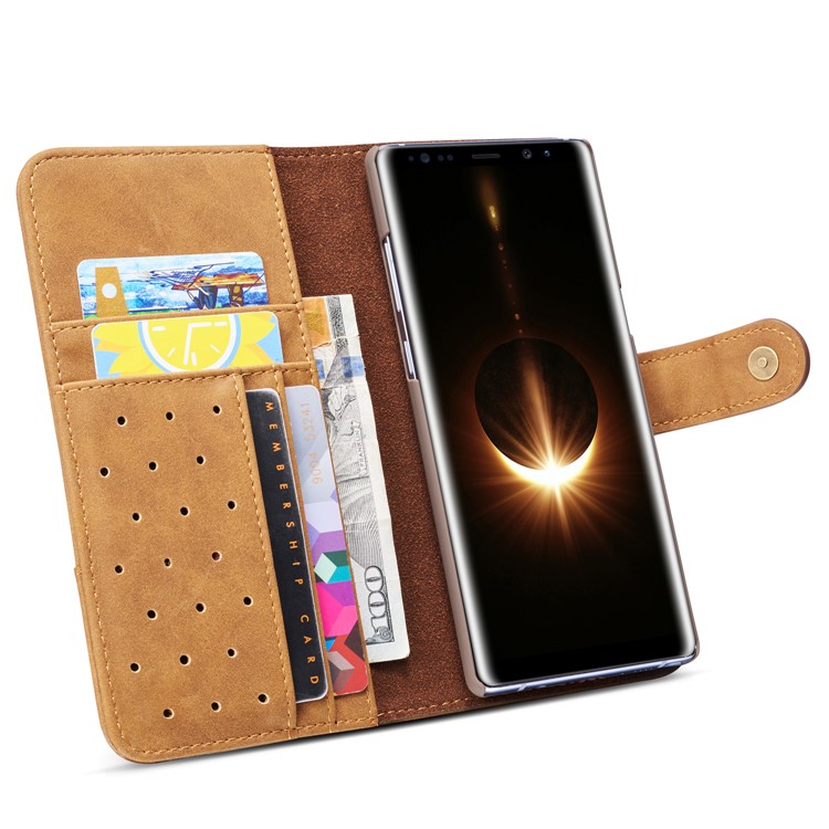 For Samsung Galaxy Note 8 SM-N950 Retro Style Spilt Leather Wallet Stand Mobile Phone Shell - Brown-7