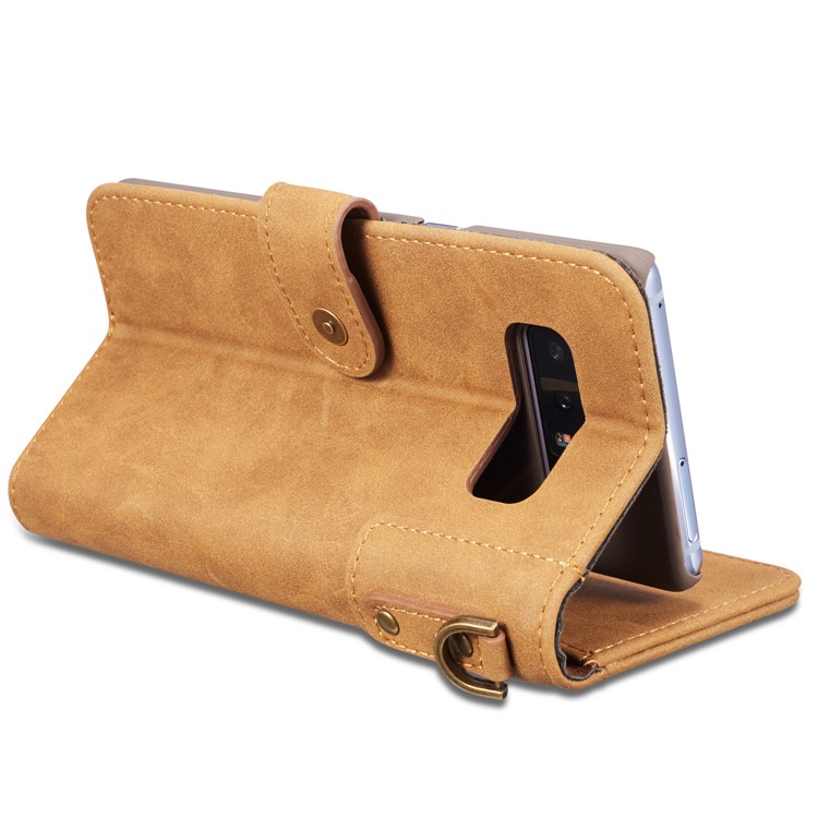 For Samsung Galaxy Note 8 SM-N950 Retro Style Spilt Leather Wallet Stand Mobile Phone Shell - Brown-9