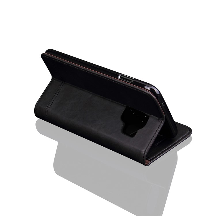 Vintage Style Auto-absorbed Crazy Horse Grain Leather Wallet Stand Casing for Samsung Galaxy S9 - Black-6