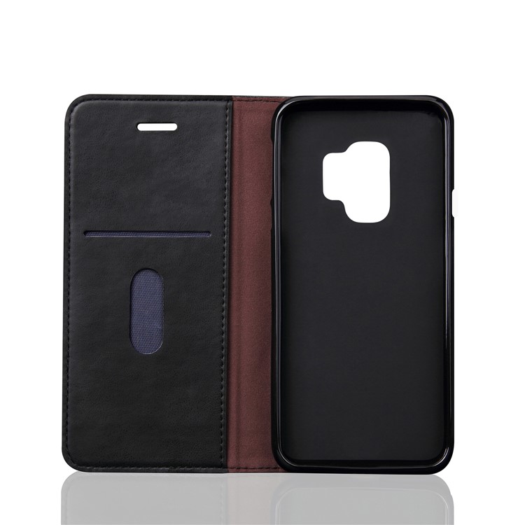 Vintage Style Auto-absorbed Crazy Horse Grain Leather Wallet Stand Casing for Samsung Galaxy S9 - Black-7