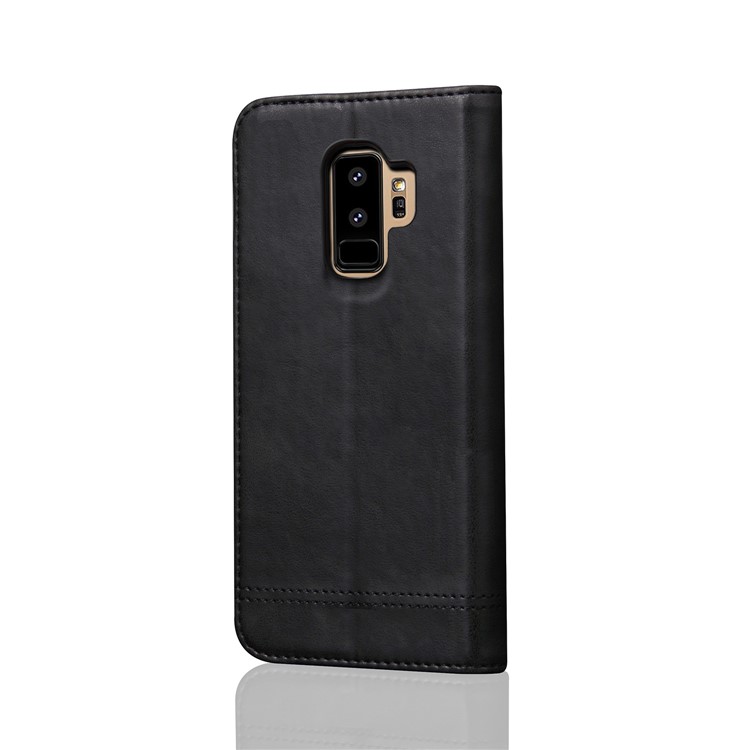Auto-absorbed Retro Leather Wallet Stand Case for Samsung Galaxy S9 Plus G965 - Black-2