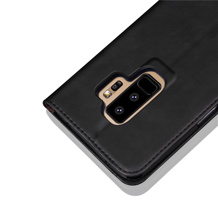 Auto-absorbed Retro Leather Wallet Stand Case for Samsung Galaxy S9 Plus G965 - Black-3