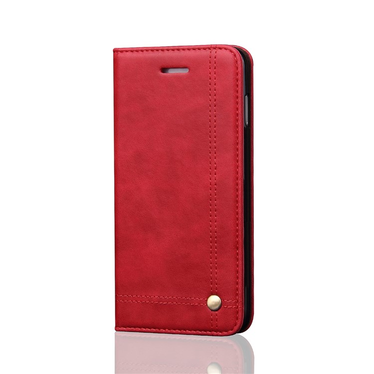 Auto-absorbed Retro Leather Wallet Phone Cover with Stand for Samsung Galaxy S9 Plus G965 - Red-1
