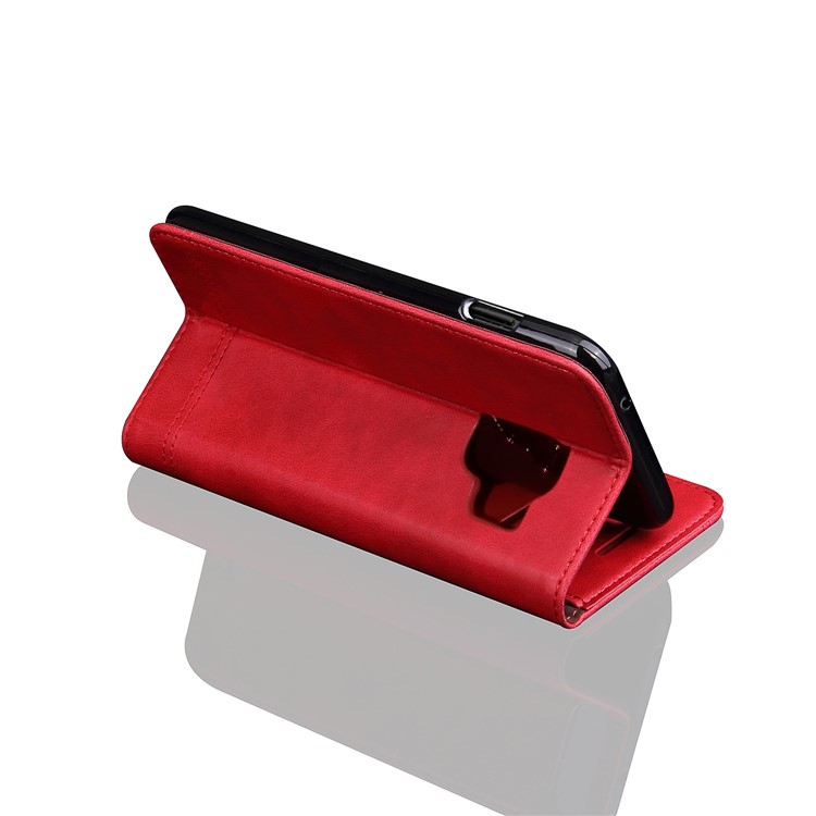 Auto-absorbed Retro Leather Wallet Phone Cover with Stand for Samsung Galaxy S9 Plus G965 - Red-6