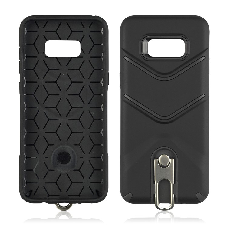 ANGIBABE Matte TPU PC Hybrid Case with Metal Kickstand for Samsung Galaxy S8 Plus G955 - Black-3