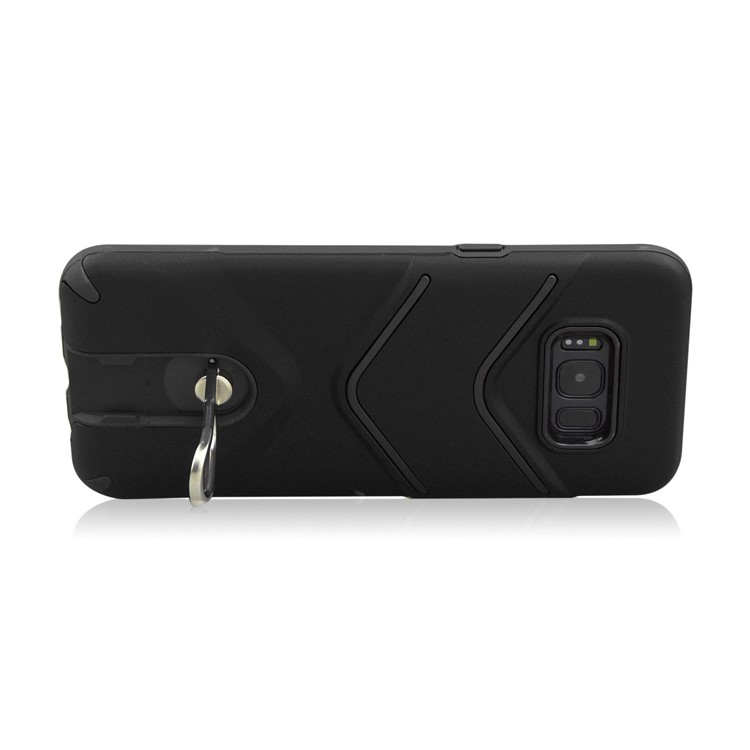 ANGIBABE Matte TPU PC Hybrid Case with Metal Kickstand for Samsung Galaxy S8 Plus G955 - Black-4