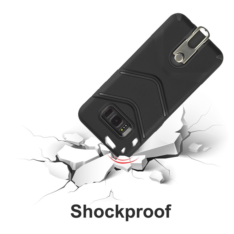 ANGIBABE Matte TPU PC Hybrid Case with Metal Kickstand for Samsung Galaxy S8 Plus G955 - Black-6