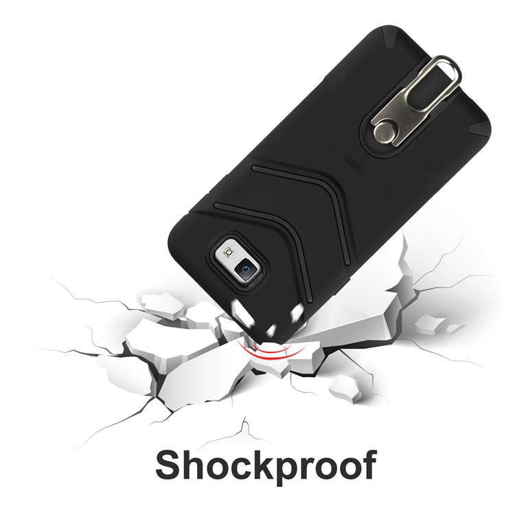 ANGIBABE Slim TPU Matte PC Hybrid Case with Metal Kickstand for Samsung Galaxy J5 Prime - Black-6