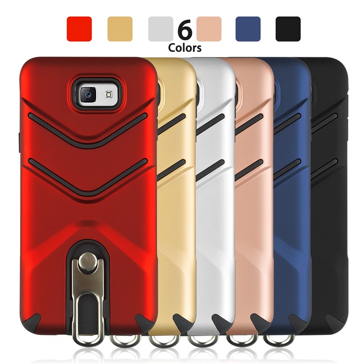 ANGIBABE Slim TPU Matte PC Hybrid Case with Metal Kickstand for Samsung Galaxy J5 Prime - Black-8