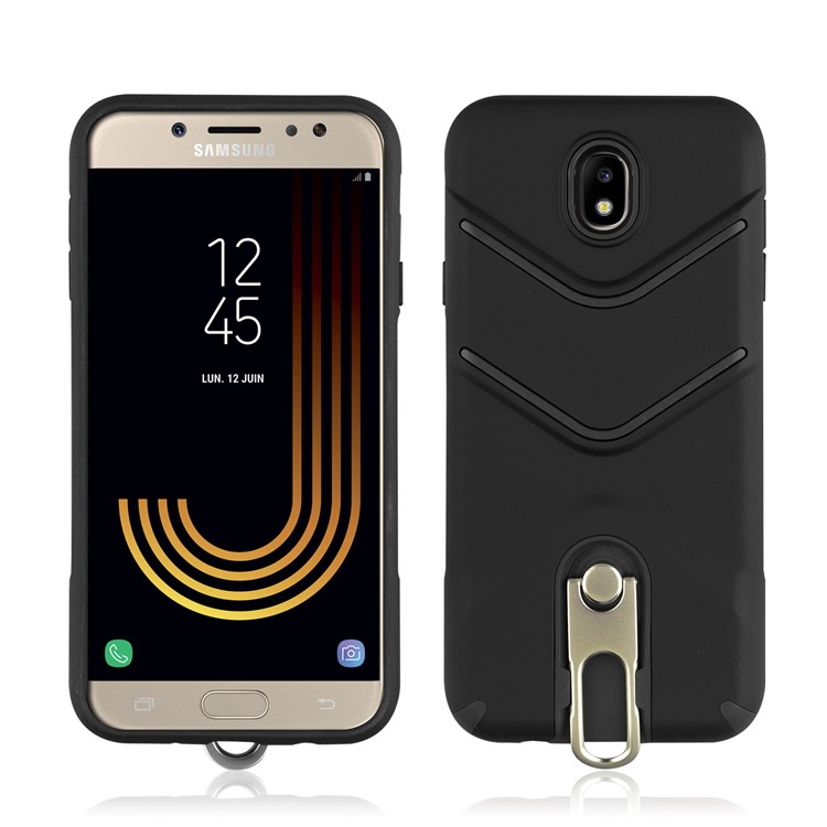 ANGIBABE Slim TPU Matte PC Hybrid Case with Metal Kickstand for Samsung Galaxy J7 (2017) EU Version / J7 Pro (2017) - Black-2