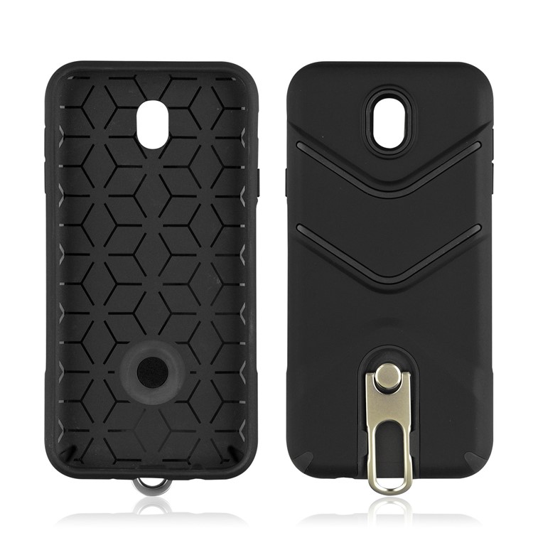 ANGIBABE Slim TPU Matte PC Hybrid Case with Metal Kickstand for Samsung Galaxy J7 (2017) EU Version / J7 Pro (2017) - Black-3