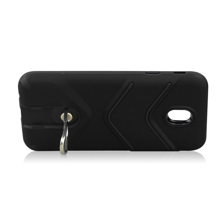 ANGIBABE Slim TPU Matte PC Hybrid Case with Metal Kickstand for Samsung Galaxy J7 (2017) EU Version / J7 Pro (2017) - Black-4
