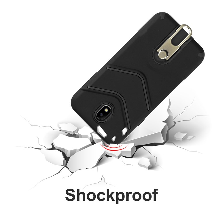 ANGIBABE Slim TPU Matte PC Hybrid Case with Metal Kickstand for Samsung Galaxy J7 (2017) EU Version / J7 Pro (2017) - Black-6