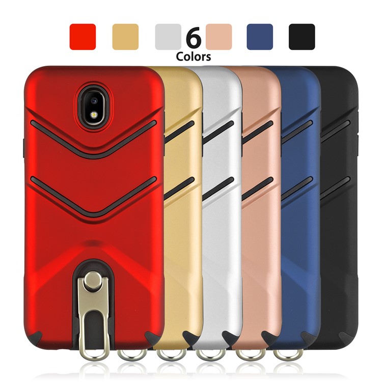 ANGIBABE Slim TPU Matte PC Hybrid Case with Metal Kickstand for Samsung Galaxy J7 (2017) EU Version / J7 Pro (2017) - Black-8