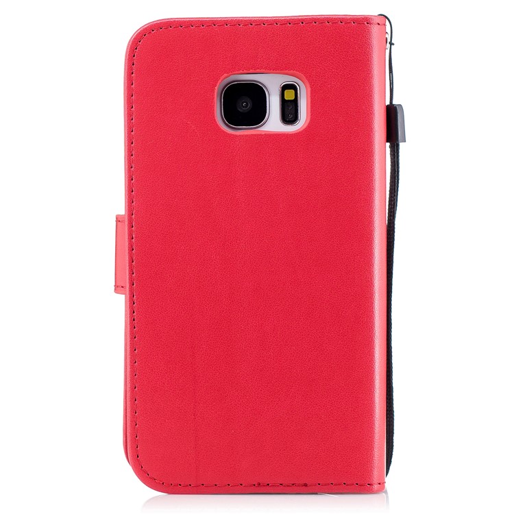 Imprinted Flamingo Stand Wallet Leather Phone Cover for Samsung Galaxy S7 - Red-2
