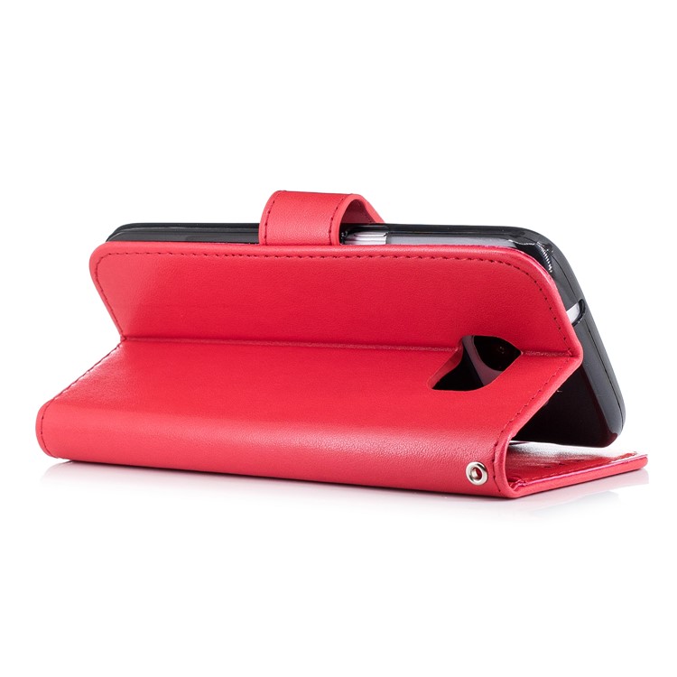 Imprinted Flamingo Stand Wallet Leather Phone Cover for Samsung Galaxy S7 - Red-3