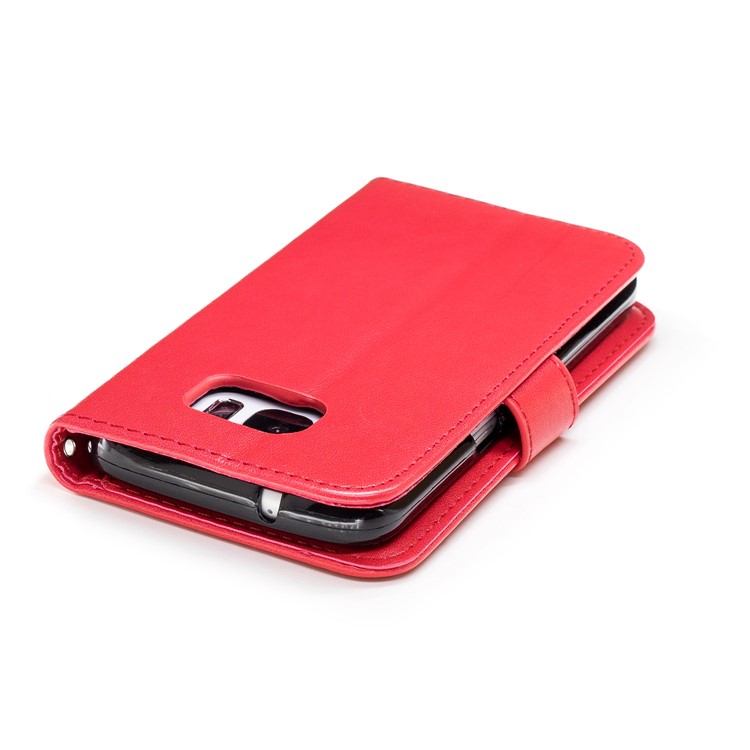Imprinted Flamingo Stand Wallet Leather Phone Cover for Samsung Galaxy S7 - Red-6