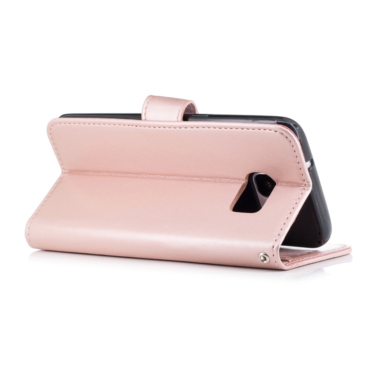 Imprinted Flamingo PU Leather Wallet Stand Phone Shell for Samsung Galaxy S7 edge - Rose Gold-3