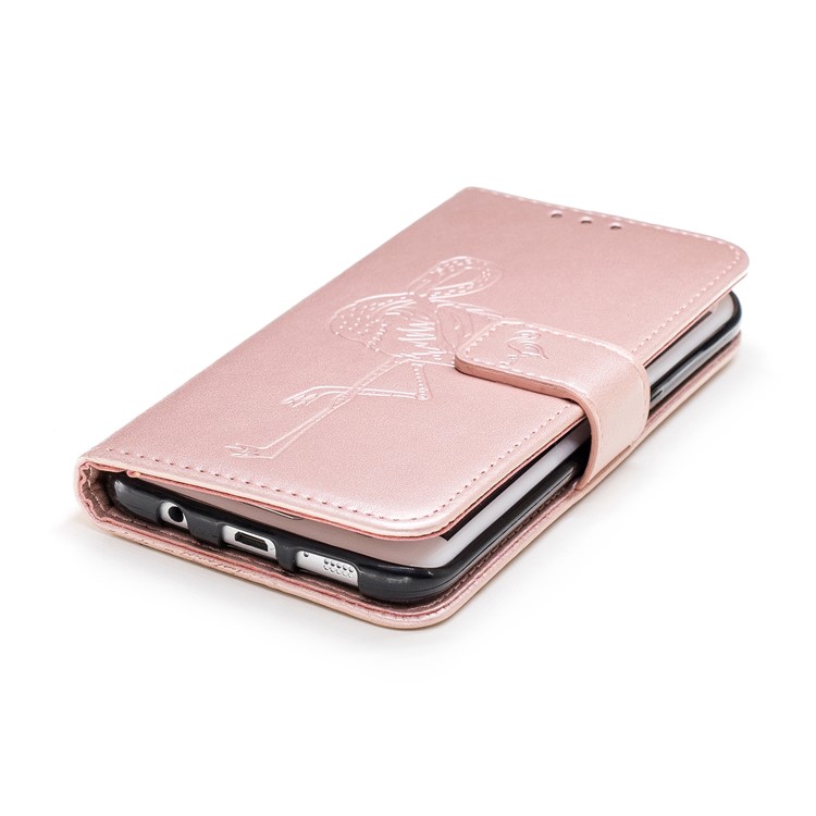 Imprinted Flamingo PU Leather Wallet Stand Phone Shell for Samsung Galaxy S7 edge - Rose Gold-5