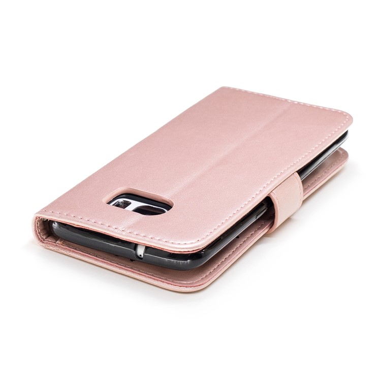 Imprinted Flamingo PU Leather Wallet Stand Phone Shell for Samsung Galaxy S7 edge - Rose Gold-6