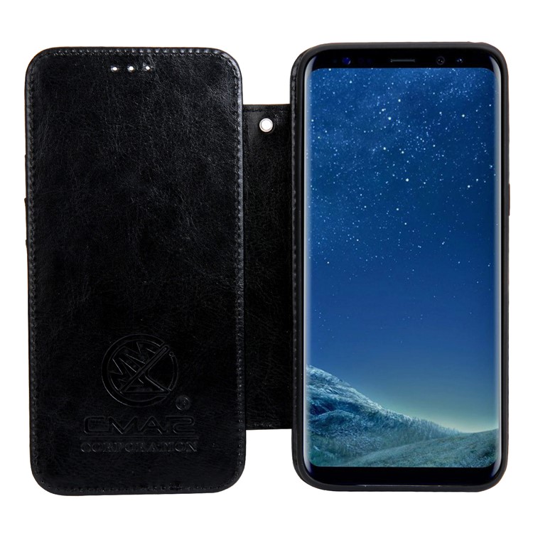 CMAI2 Retro Textured Leather Multi-slot Folio Flip Case for Samsung Galaxy S8 G950 - Black-10