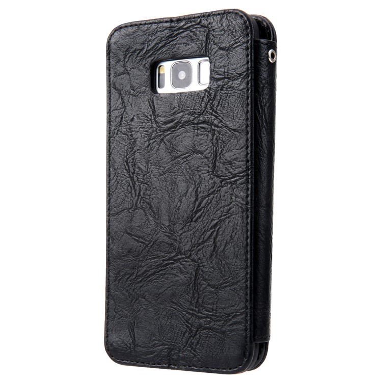 CMAI2 Retro Textured Leather Multi-slot Folio Flip Case for Samsung Galaxy S8 G950 - Black-3