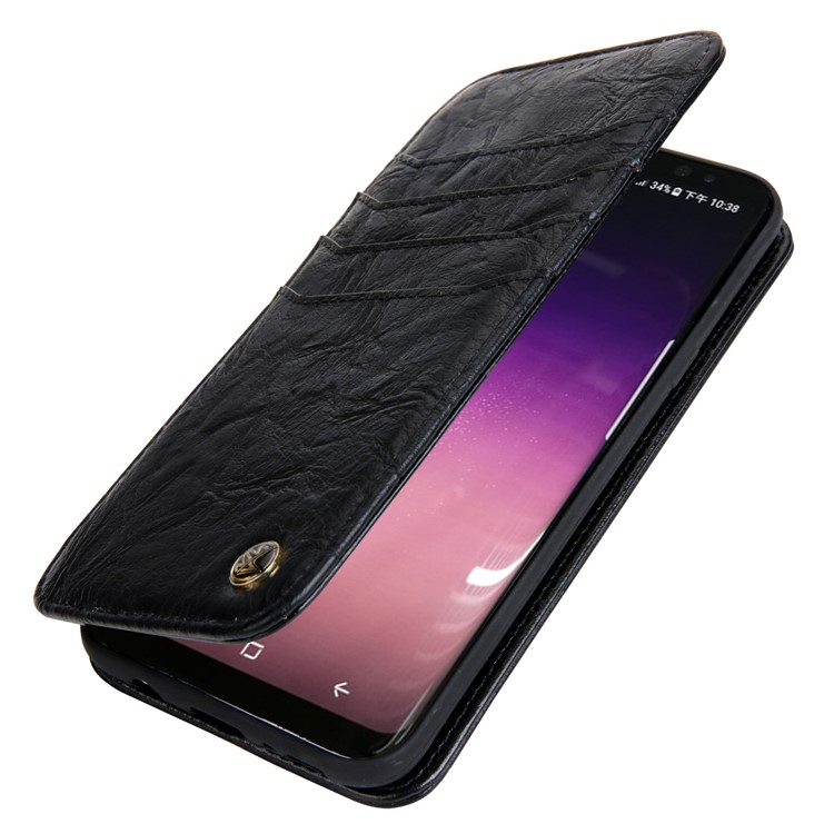 CMAI2 Retro Textured Leather Multi-slot Folio Flip Case for Samsung Galaxy S8 G950 - Black-8