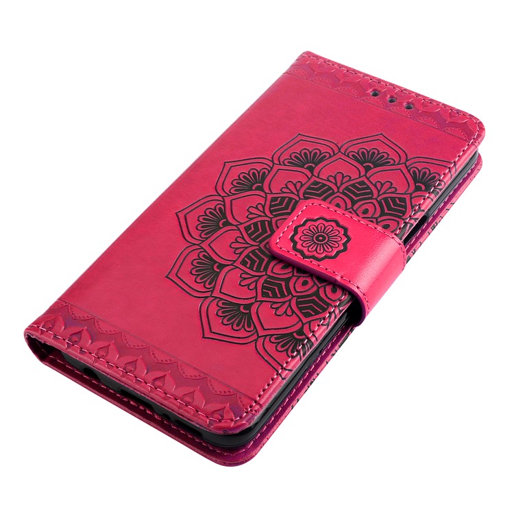 Imprinted Flower Pattern Wallet Leather Stand Cover for Samsung Galaxy S9 G960 - Rose-3