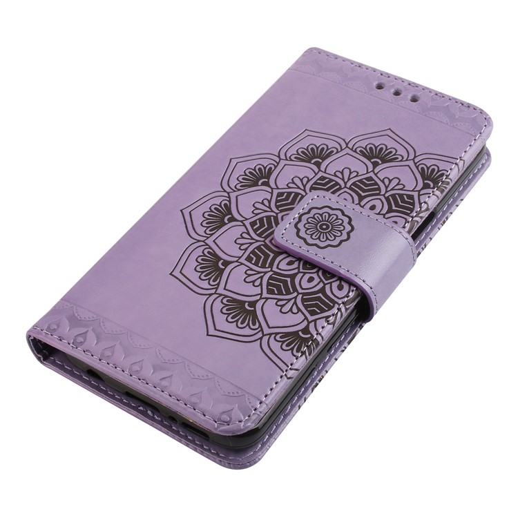 Imprinted Flower Pattern Leather Wallet Case with Stand for Samsung Galaxy S9 G960 - Purple-3