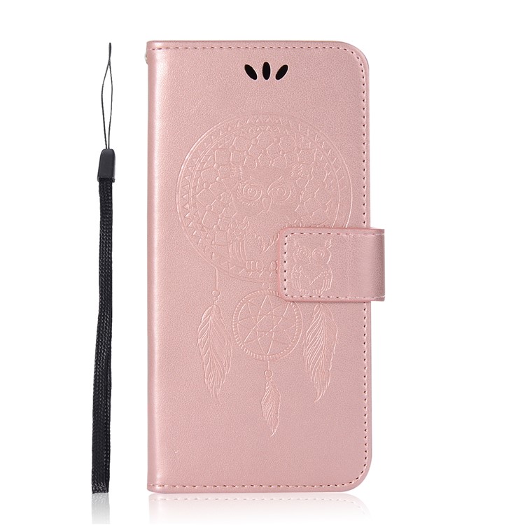 Imprint Owl Dream Catcher Pattern PU Leather Wallet Shell for Samsung Galaxy S9 - Rose Gold-2